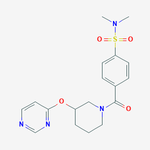 molecular formula C18H22N4O4S B2787040 N,N-dimethyl-4-(3-(pyrimidin-4-yloxy)piperidine-1-carbonyl)benzenesulfonamide CAS No. 2034471-53-7
