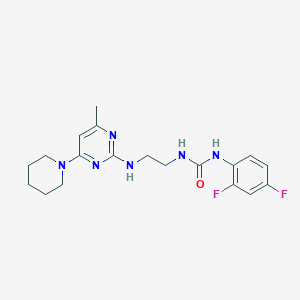 molecular formula C19H24F2N6O B2787044 1-(2,4-Difluorophenyl)-3-(2-((4-methyl-6-(piperidin-1-yl)pyrimidin-2-yl)amino)ethyl)urea CAS No. 1203388-21-9