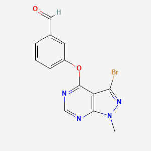 molecular formula C13H9BrN4O2 B2787045 3-(3-Bromo-1-methylpyrazolo[3,4-d]pyrimidin-4-yl)oxybenzaldehyde CAS No. 1375254-37-7