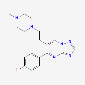 molecular formula C18H21FN6 B2787048 5-(4-氟苯基)-6-(2-(4-甲基哌嗪基)乙基)[1,2,4]三唑并[1,5-a]嘧啶 CAS No. 860612-13-1