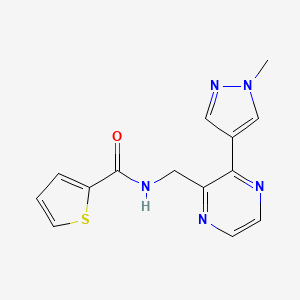 molecular formula C14H13N5OS B2787049 N-((3-(1-methyl-1H-pyrazol-4-yl)pyrazin-2-yl)methyl)thiophene-2-carboxamide CAS No. 2034465-14-8