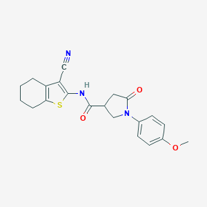 molecular formula C21H21N3O3S B278705 N-(3-cyano-4,5,6,7-tetrahydro-1-benzothiophen-2-yl)-1-(4-methoxyphenyl)-5-oxopyrrolidine-3-carboxamide 
