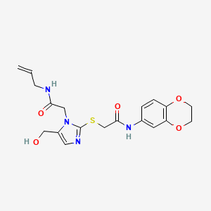 N-allyl-2-(2-((2-((2,3-dihydrobenzo[b][1,4]dioxin-6-yl)amino)-2-oxoethyl)thio)-5-(hydroxymethyl)-1H-imidazol-1-yl)acetamide