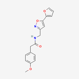 molecular formula C17H16N2O4 B2787056 N-((5-(furan-2-yl)isoxazol-3-yl)methyl)-2-(4-methoxyphenyl)acetamide CAS No. 1105241-55-1