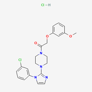 molecular formula C22H24Cl2N4O3 B2787060 1-(4-(1-(3-chlorophenyl)-1H-imidazol-2-yl)piperazin-1-yl)-2-(3-methoxyphenoxy)ethanone hydrochloride CAS No. 1189858-39-6