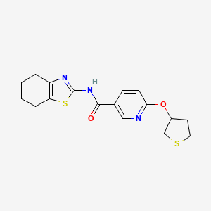 molecular formula C17H19N3O2S2 B2787069 N-(4,5,6,7-tetrahydrobenzo[d]thiazol-2-yl)-6-((tetrahydrothiophen-3-yl)oxy)nicotinamide CAS No. 2034237-13-1