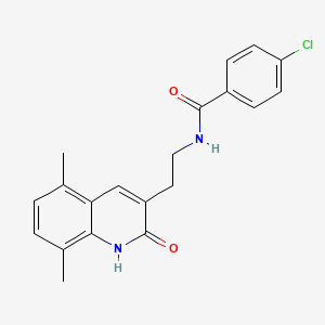 molecular formula C20H19ClN2O2 B2787079 4-chloro-N-(2-(5,8-dimethyl-2-oxo-1,2-dihydroquinolin-3-yl)ethyl)benzamide CAS No. 851406-90-1