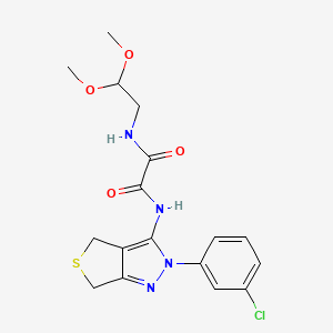 molecular formula C17H19ClN4O4S B2787082 N'-[2-(3-chlorophenyl)-4,6-dihydrothieno[3,4-c]pyrazol-3-yl]-N-(2,2-dimethoxyethyl)oxamide CAS No. 900010-68-6