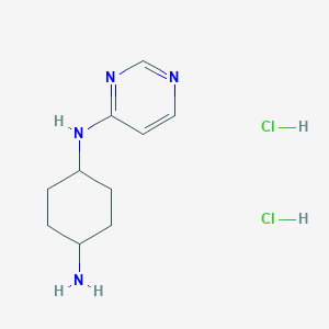 molecular formula C10H18Cl2N4 B2787090 (1R*,4R*)-1-N-(Pyrimidin-4-yl)cyclohexane-1,4-diamine dihydrochloride CAS No. 1380300-56-0