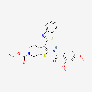 molecular formula C26H25N3O5S2 B2787093 ethyl 3-(benzo[d]thiazol-2-yl)-2-(2,4-dimethoxybenzamido)-4,5-dihydrothieno[2,3-c]pyridine-6(7H)-carboxylate CAS No. 864927-29-7