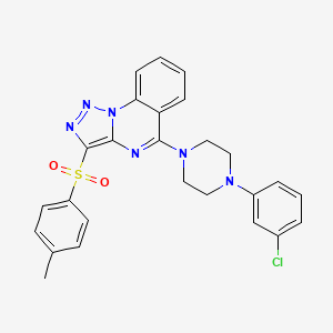molecular formula C26H23ClN6O2S B2787096 5-[4-(3-Chlorophenyl)piperazin-1-yl]-3-[(4-methylphenyl)sulfonyl][1,2,3]triazolo[1,5-a]quinazoline CAS No. 893271-68-6
