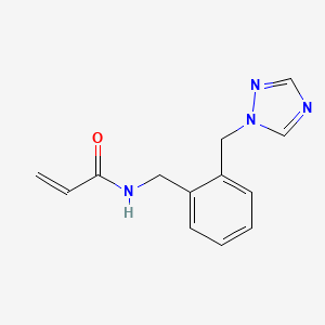 molecular formula C13H14N4O B2787100 N-[[2-(1,2,4-Triazol-1-ylmethyl)phenyl]methyl]prop-2-enamide CAS No. 2411265-30-8