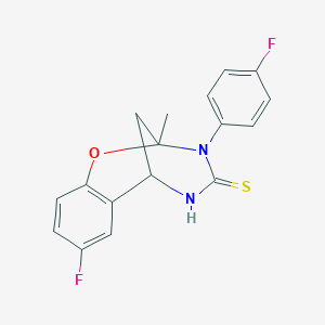 molecular formula C17H14F2N2OS B2787103 8-fluoro-3-(4-fluorophenyl)-2-methyl-5,6-dihydro-2H-2,6-methanobenzo[g][1,3,5]oxadiazocine-4(3H)-thione CAS No. 896704-50-0
