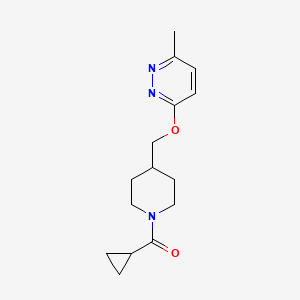 molecular formula C15H21N3O2 B2787104 Cyclopropyl-[4-[(6-methylpyridazin-3-yl)oxymethyl]piperidin-1-yl]methanone CAS No. 2320219-94-9