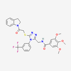 N-((5-((2-(indolin-1-yl)-2-oxoethyl)thio)-4-(3-(trifluoromethyl)phenyl)-4H-1,2,4-triazol-3-yl)methyl)-3,4,5-trimethoxybenzamide