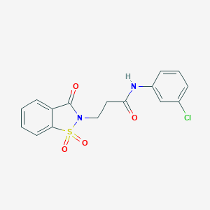 molecular formula C16H13ClN2O4S B278711 N-(3-chlorophenyl)-3-(1,1-dioxido-3-oxo-1,2-benzisothiazol-2(3H)-yl)propanamide CAS No. 5843-07-2