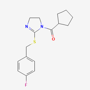 Cyclopentyl-[2-[(4-fluorophenyl)methylsulfanyl]-4,5-dihydroimidazol-1-yl]methanone