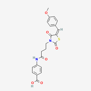 molecular formula C22H20N2O6S B2787112 (E)-4-(4-(5-(4-methoxybenzylidene)-2,4-dioxothiazolidin-3-yl)butanamido)benzoic acid CAS No. 308295-16-1