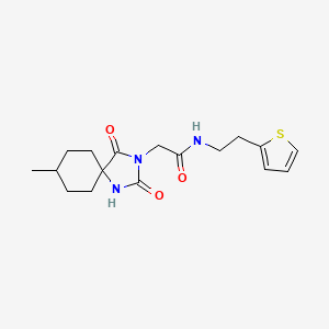 molecular formula C17H23N3O3S B2787117 2-(8-methyl-2,4-dioxo-1,3-diazaspiro[4.5]dec-3-yl)-N-[2-(2-thienyl)ethyl]acetamide CAS No. 923685-11-4