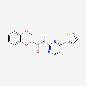 molecular formula C17H13N3O3S B2787118 N-[4-(2-thienyl)-2-pyrimidinyl]-2,3-dihydro-1,4-benzodioxine-2-carboxamide CAS No. 865660-12-4