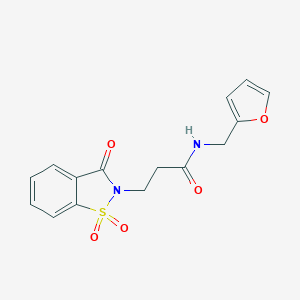 molecular formula C15H14N2O5S B278712 3-(1,1-dioxido-3-oxo-1,2-benzisothiazol-2(3H)-yl)-N-(2-furylmethyl)propanamide 