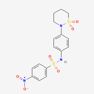 molecular formula C16H17N3O6S2 B2787125 N-(4-(1,1-dioxido-1,2-thiazinan-2-yl)phenyl)-4-nitrobenzenesulfonamide CAS No. 941940-54-1