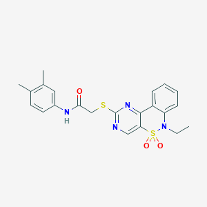 N-(3,4-dimethylphenyl)-2-((6-ethyl-5,5-dioxido-6H-benzo[c]pyrimido[4,5-e][1,2]thiazin-2-yl)thio)acetamide