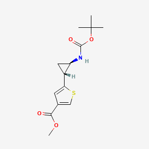 molecular formula C14H19NO4S B2787132 methyl 5-((1R,2R)-2-((tert-butoxycarbonyl)amino)cyclopropyl)thiophene-3-carboxylate CAS No. 1818257-77-0