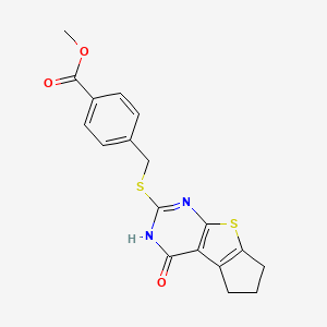 methyl 4-{[(4-hydroxy-6,7-dihydro-5H-cyclopenta[4,5]thieno[2,3-d]pyrimidin-2-yl)sulfanyl]methyl}benzoate