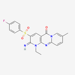 molecular formula C20H17FN4O3S B2787139 1-ethyl-3-((4-fluorophenyl)sulfonyl)-2-imino-8-methyl-1H-dipyrido[1,2-a:2',3'-d]pyrimidin-5(2H)-one CAS No. 848730-77-8