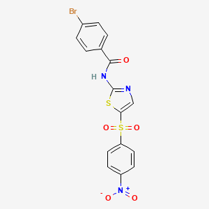 molecular formula C16H10BrN3O5S2 B2787146 4-bromo-N-(5-((4-nitrophenyl)sulfonyl)thiazol-2-yl)benzamide CAS No. 302548-43-2