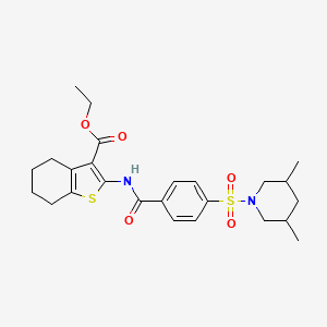 molecular formula C25H32N2O5S2 B2787150 Ethyl 2-(4-((3,5-dimethylpiperidin-1-yl)sulfonyl)benzamido)-4,5,6,7-tetrahydrobenzo[b]thiophene-3-carboxylate CAS No. 392323-75-0