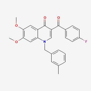 molecular formula C26H22FNO4 B2787161 3-(4-Fluorobenzoyl)-6,7-dimethoxy-1-[(3-methylphenyl)methyl]quinolin-4-one CAS No. 866727-32-4
