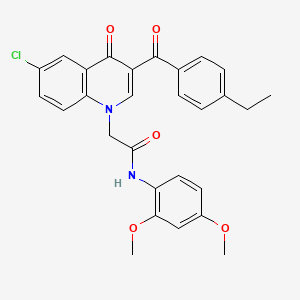molecular formula C28H25ClN2O5 B2787163 2-(6-chloro-3-(4-ethylbenzoyl)-4-oxoquinolin-1(4H)-yl)-N-(2,4-dimethoxyphenyl)acetamide CAS No. 895645-81-5