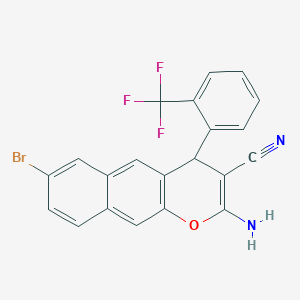 molecular formula C21H12BrF3N2O B2787165 2-amino-7-bromo-4-[2-(trifluoromethyl)phenyl]-4H-benzo[g]chromene-3-carbonitrile CAS No. 861208-31-3