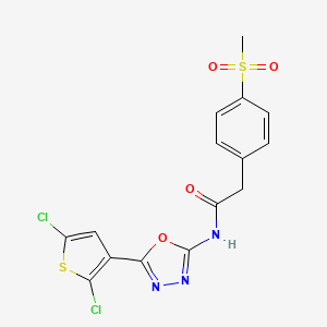 N-(5-(2,5-dichlorothiophen-3-yl)-1,3,4-oxadiazol-2-yl)-2-(4-(methylsulfonyl)phenyl)acetamide