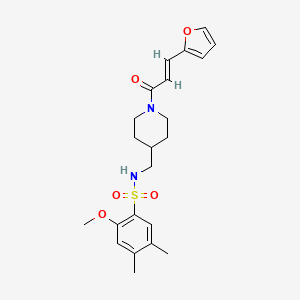 molecular formula C22H28N2O5S B2787173 (E)-N-((1-(3-(furan-2-yl)acryloyl)piperidin-4-yl)methyl)-2-methoxy-4,5-dimethylbenzenesulfonamide CAS No. 1235708-64-1