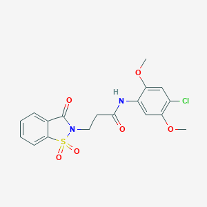 N-(4-chloro-2,5-dimethoxyphenyl)-3-(1,1-dioxido-3-oxo-1,2-benzisothiazol-2(3H)-yl)propanamide