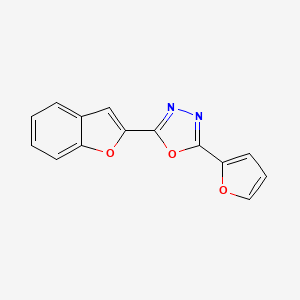 molecular formula C14H8N2O3 B2787187 2-(Benzofuran-2-yl)-5-(furan-2-yl)-1,3,4-oxadiazole CAS No. 950248-89-2