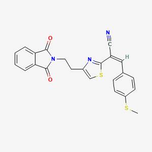 molecular formula C23H17N3O2S2 B2787189 (2Z)-2-{4-[2-(1,3-dioxo-2,3-dihydro-1H-isoindol-2-yl)ethyl]-1,3-thiazol-2-yl}-3-[4-(methylsulfanyl)phenyl]prop-2-enenitrile CAS No. 866019-78-5