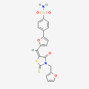 (E)-4-(5-((3-(furan-2-ylmethyl)-4-oxo-2-thioxothiazolidin-5-ylidene)methyl)furan-2-yl)benzenesulfonamide