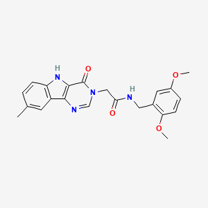 molecular formula C22H22N4O4 B2787194 N-(2,5-dimethoxybenzyl)-2-(8-methyl-4-oxo-4,5-dihydro-3H-pyrimido[5,4-b]indol-3-yl)acetamide CAS No. 1189977-56-7