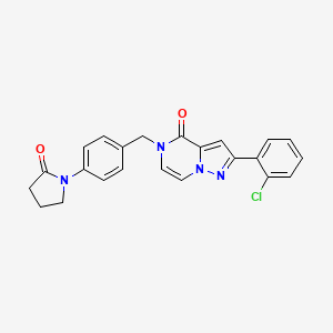 molecular formula C23H19ClN4O2 B2787205 2-(2-chlorophenyl)-5-(4-(2-oxopyrrolidin-1-yl)benzyl)pyrazolo[1,5-a]pyrazin-4(5H)-one CAS No. 1428356-68-6