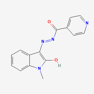 molecular formula C15H12N4O2 B2787218 N'-(1-methyl-2-oxo-1,2-dihydro-3H-indol-3-yliden)isonicotinohydrazide CAS No. 923567-46-8