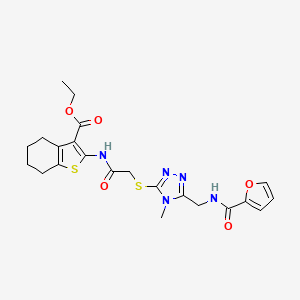 ethyl 2-(2-((5-((furan-2-carboxamido)methyl)-4-methyl-4H-1,2,4-triazol-3-yl)thio)acetamido)-4,5,6,7-tetrahydrobenzo[b]thiophene-3-carboxylate