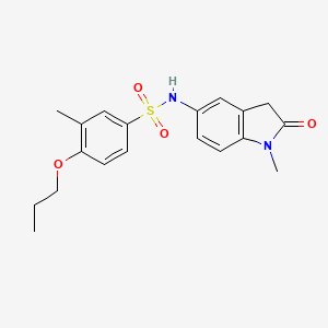molecular formula C19H22N2O4S B2787232 3-methyl-N-(1-methyl-2-oxoindolin-5-yl)-4-propoxybenzenesulfonamide CAS No. 921559-63-9