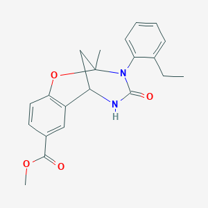 molecular formula C21H22N2O4 B2787239 methyl 3-(2-ethylphenyl)-2-methyl-4-oxo-3,4,5,6-tetrahydro-2H-2,6-methanobenzo[g][1,3,5]oxadiazocine-8-carboxylate CAS No. 899962-68-6