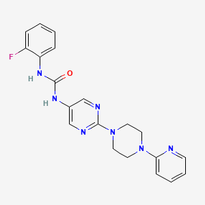 molecular formula C20H20FN7O B2787243 1-(2-Fluorophenyl)-3-(2-(4-(pyridin-2-yl)piperazin-1-yl)pyrimidin-5-yl)urea CAS No. 1396813-74-3