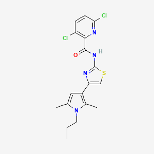 molecular formula C18H18Cl2N4OS B2787253 3,6-dichloro-N-[4-(2,5-dimethyl-1-propyl-1H-pyrrol-3-yl)-1,3-thiazol-2-yl]pyridine-2-carboxamide CAS No. 1423884-04-1