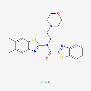 molecular formula C23H25ClN4O2S2 B2787254 N-(5,6-dimethylbenzo[d]thiazol-2-yl)-N-(2-morpholinoethyl)benzo[d]thiazole-2-carboxamide hydrochloride CAS No. 1329908-66-8